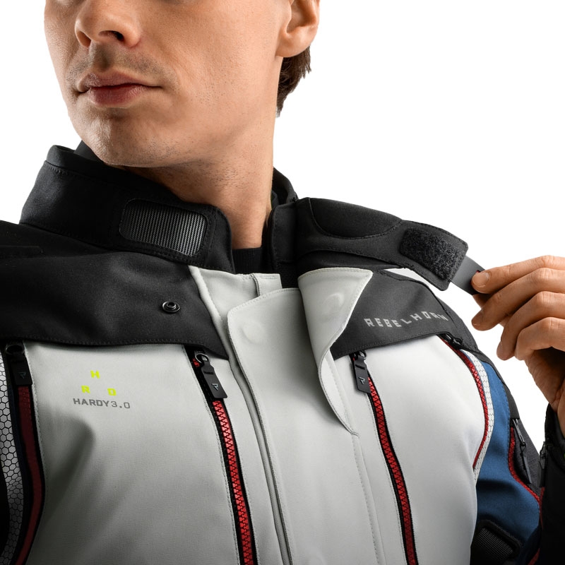 Motorradjacke Rebelhorn Hardy 3.0 blau-grau-rot 2 - II. Qualität