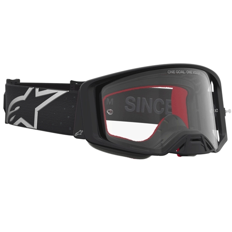 Alpinestars Supertech Vesta Motocross-Brille, schwarz-silber mit klarem Plexiglas