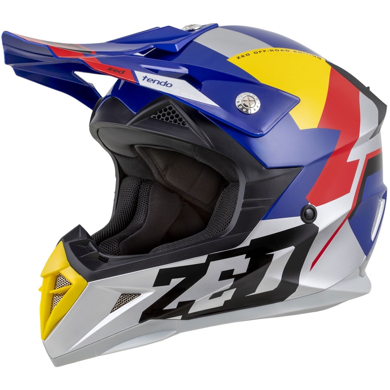 Motocrosshelm ZED X1.9 Tendo perlblau-rot-gelb-silber - II. Qualität