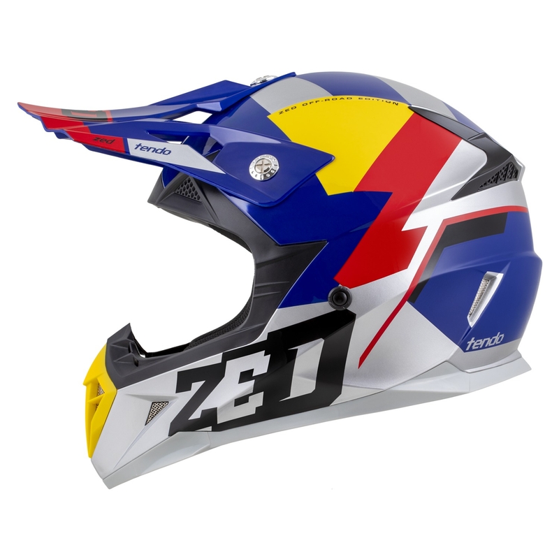 Motocrosshelm ZED X1.9 Tendo perlblau-rot-gelb-silber - II. Qualität
