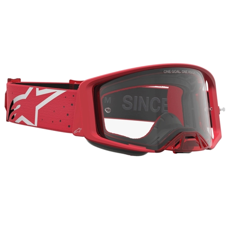 Alpinestars Supertech Vesta Motocross-Brille in fluoreszierendem Rot-Chrom (klares Plexiglas)