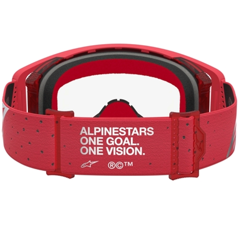 Alpinestars Supertech Vesta Motocross-Brille in fluoreszierendem Rot-Chrom (klares Plexiglas)