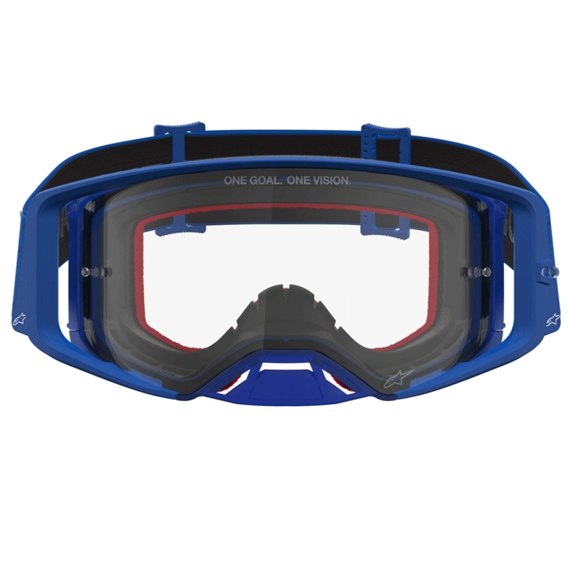 Alpinestars Supertech Vesta blau-weiße Motocross-Brille mit klarem Plexiglas