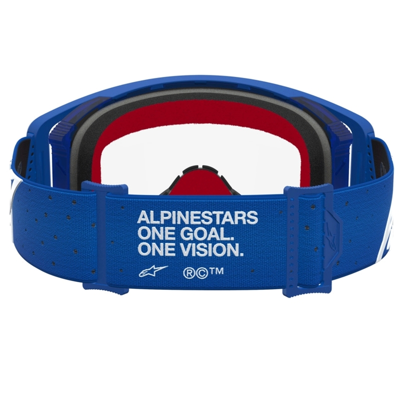 Alpinestars Supertech Vesta blau-weiße Motocross-Brille mit klarem Plexiglas