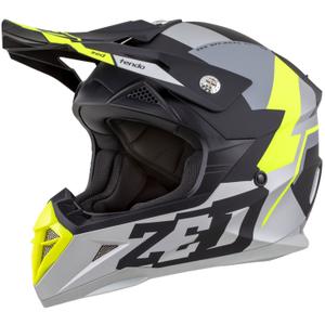 Kinder-Motocrosshelm ZED X1.9D TENDO mattschwarz-dunkelgrau-hellgrau-fluogelb - II. Qualität
