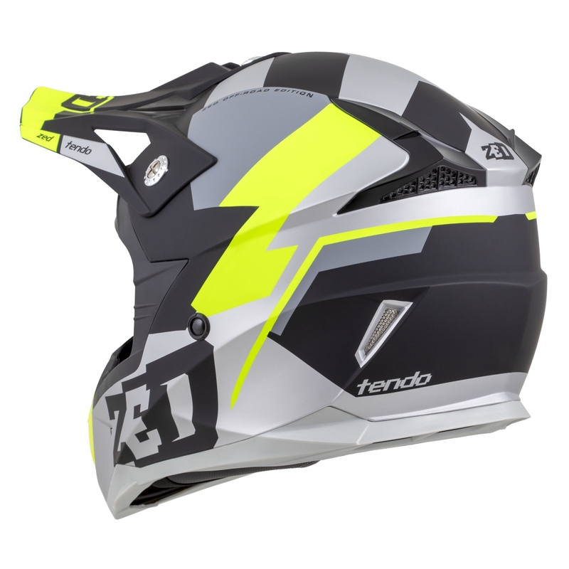 Kinder-Motocrosshelm ZED X1.9D TENDO mattschwarz-dunkelgrau-hellgrau-fluogelb - II. Qualität