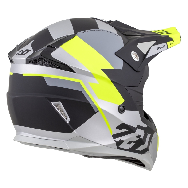 Kinder-Motocrosshelm ZED X1.9D TENDO mattschwarz-dunkelgrau-hellgrau-fluogelb - II. Qualität