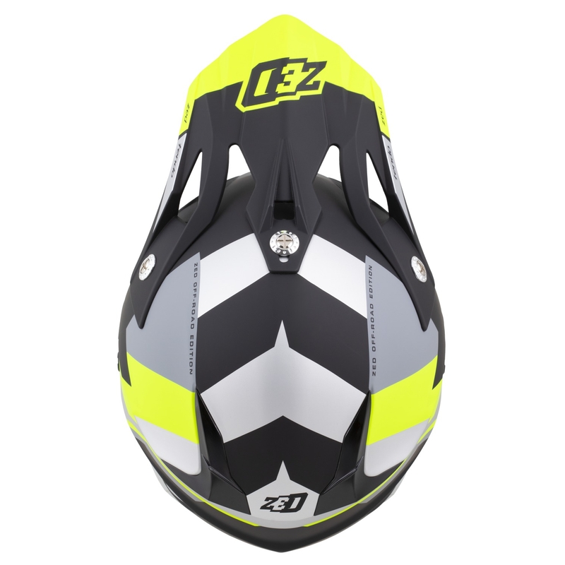 Kinder-Motocrosshelm ZED X1.9D TENDO mattschwarz-dunkelgrau-hellgrau-fluogelb - II. Qualität