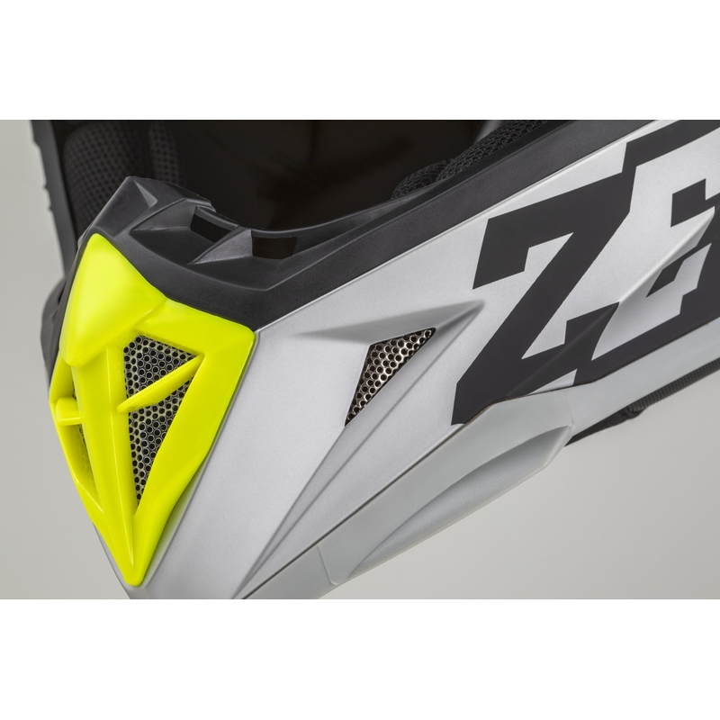 Kinder-Motocrosshelm ZED X1.9D TENDO mattschwarz-dunkelgrau-hellgrau-fluogelb - II. Qualität