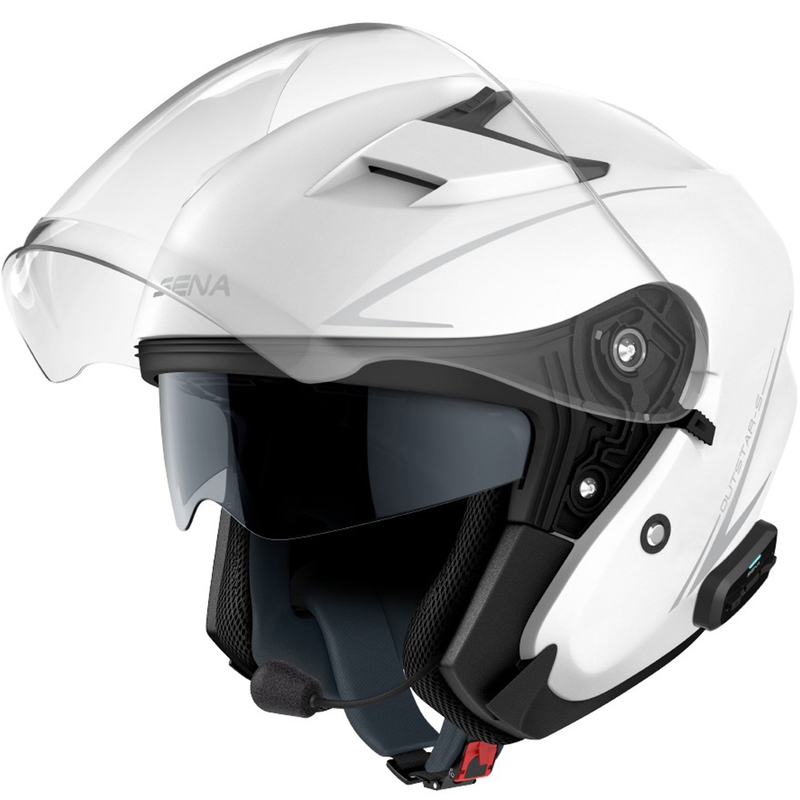 Offener Motorradhelm SENA Outstar S glänzend weiß - II. Qualität