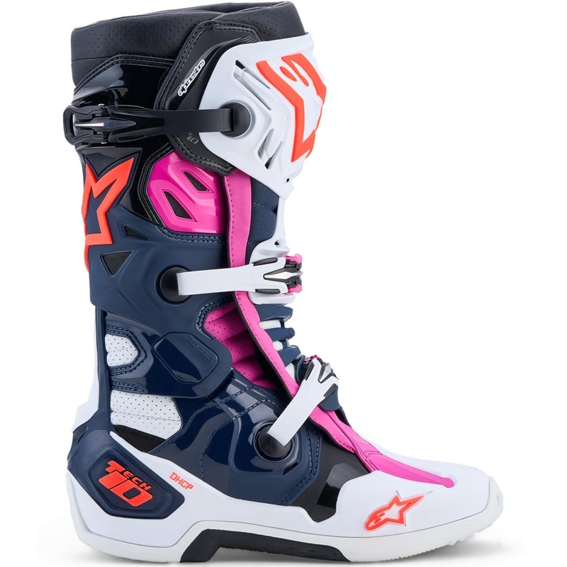 Alpinestars TECH 10 Supervented Motocross-Stiefel dunkelblau-weiß-schwarz-lila