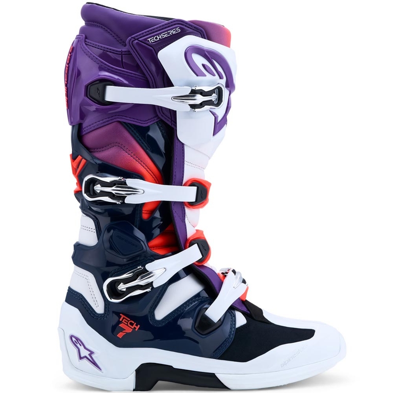 Alpinestars TECH 7 Motocross-Stiefel lila-weiß-dunkelblau-fluoreszierend rot