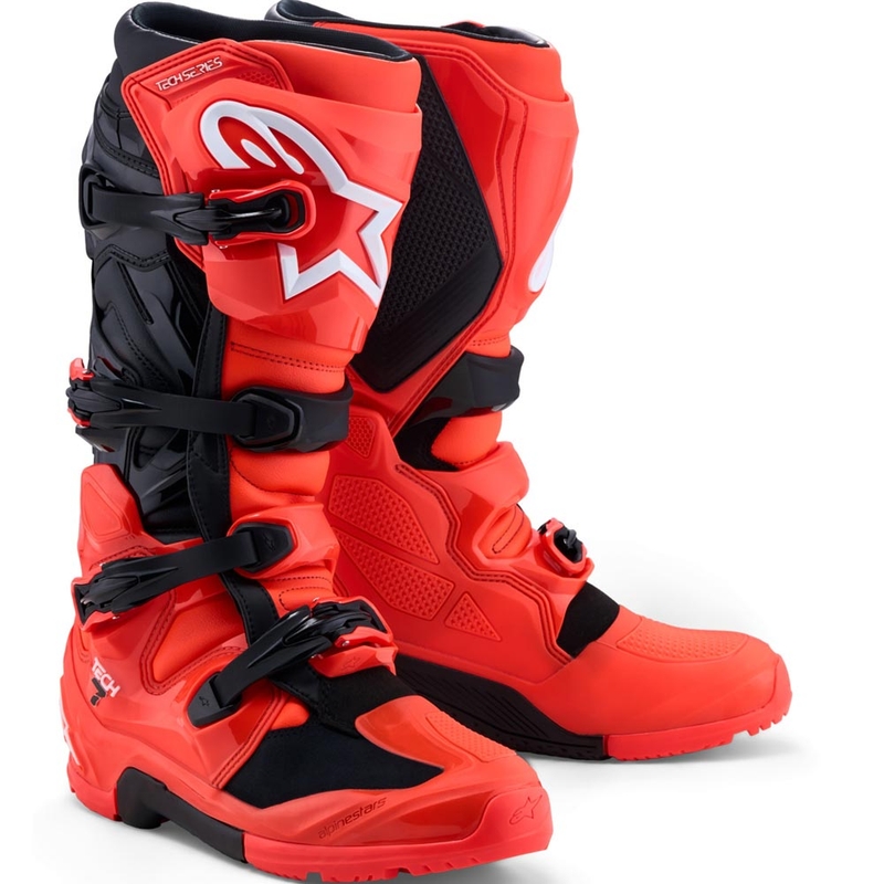 Alpinestars TECH 7 Enduro Motorradstiefel, fluoreszierend rot-schwarz
