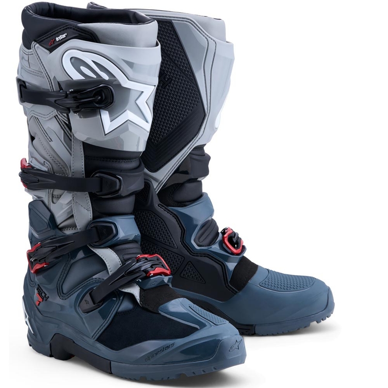 Alpinestars TECH 7 Enduro Drystar Motorradstiefel Dunkelgrau-Hellgrau-Rot
