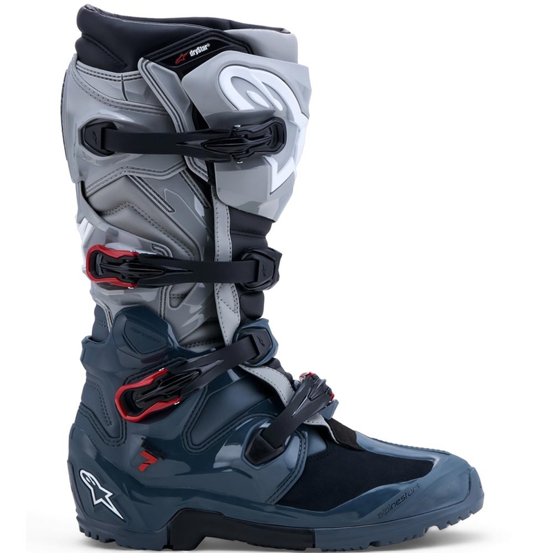 Alpinestars TECH 7 Enduro Drystar Motorradstiefel Dunkelgrau-Hellgrau-Rot