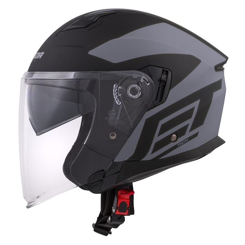 Cassida Jet Tech Corso Open Motorradhelm Schwarz und Grau