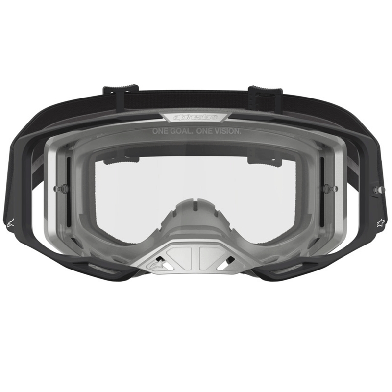 Alpinestars Vision 8 Amber Motocross-Brille, schwarz-silber mit klarem Plexiglas