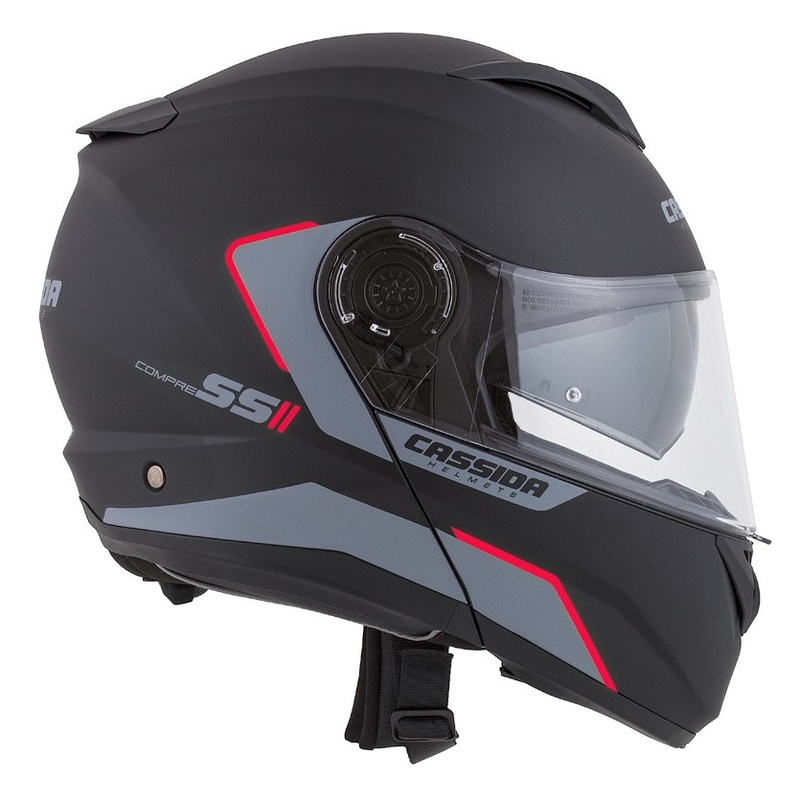 Cassida Compress 2.0 Refraction schwarz-grau-rot klappbarer Motorradhelm