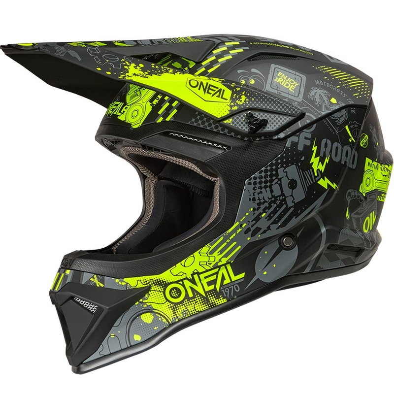 Motocross-Helm O'Neal 1SRS Vibrant matt schwarz-fluoreszierend gelb