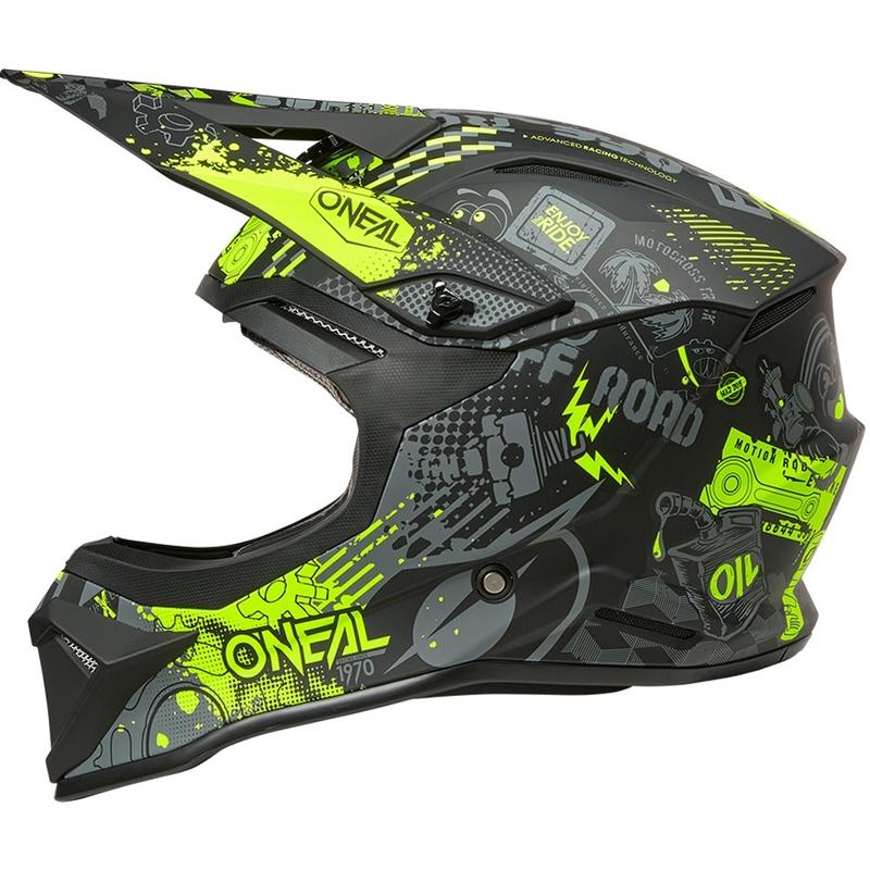 Motocross-Helm O'Neal 1SRS Vibrant matt schwarz-fluoreszierend gelb
