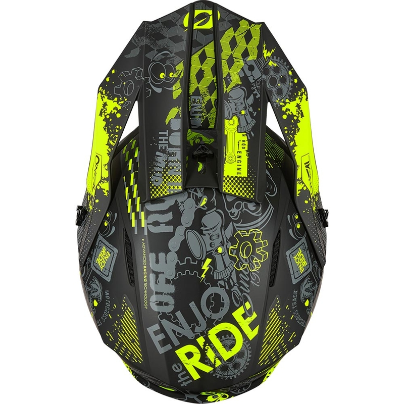 Motocross-Helm O'Neal 1SRS Vibrant matt schwarz-fluoreszierend gelb