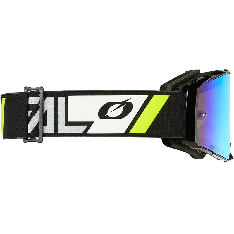 Motocross-Brille O'Neal B-55 Cram, schwarz-weiß mit verspiegeltem Goldplexiglas