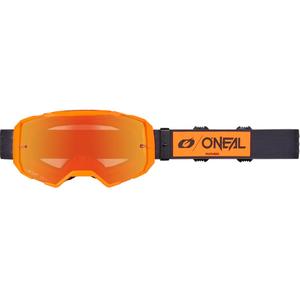 Motocross-Brille O'Neal B-22 Core, schwarz-orange mit verspiegeltem rotem Plexiglas