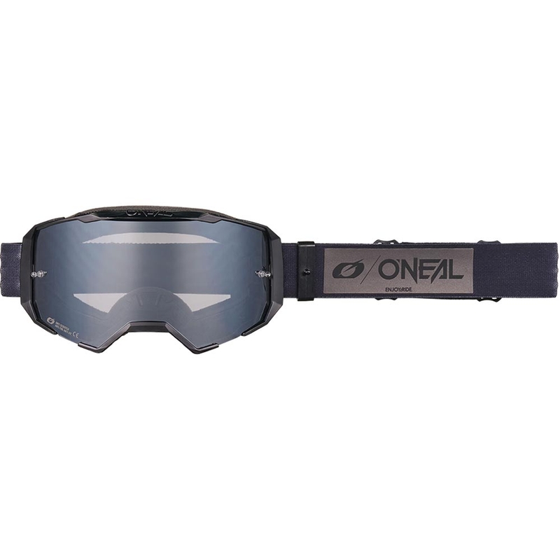 Motocross-Brille O'Neal B-22 Core, schwarz-grau mit verspiegeltem silbernem Plexiglas
