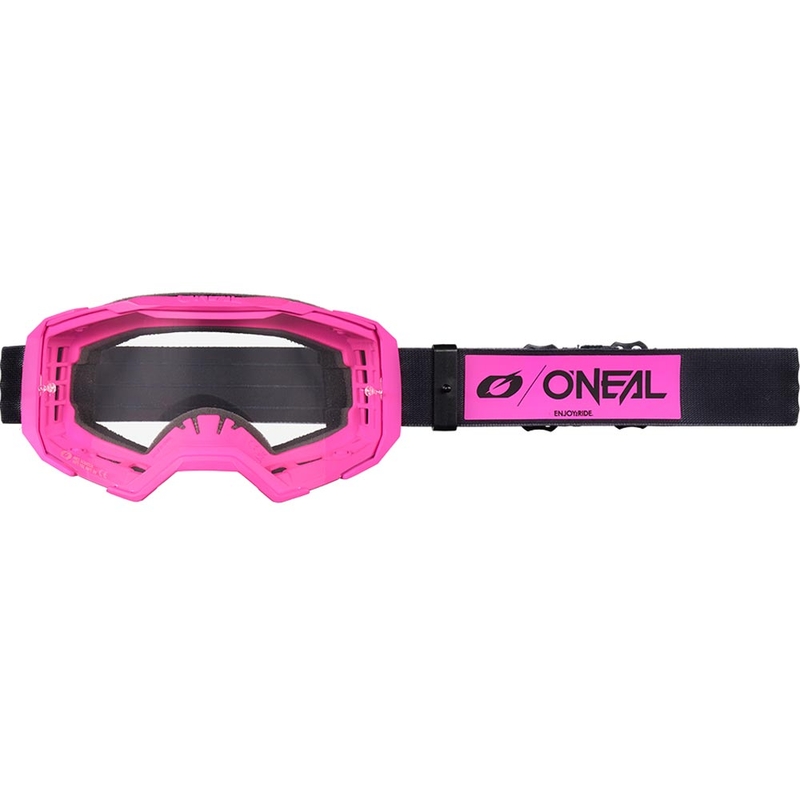 Motocross-Brille O'Neal B-22 Core, schwarz-pink mit klarem Plexiglas