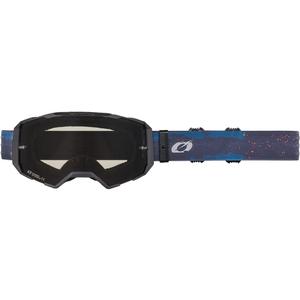 Motocross-Brille O'Neal B-22, blau-orange lackiert mit grauem Plexiglas