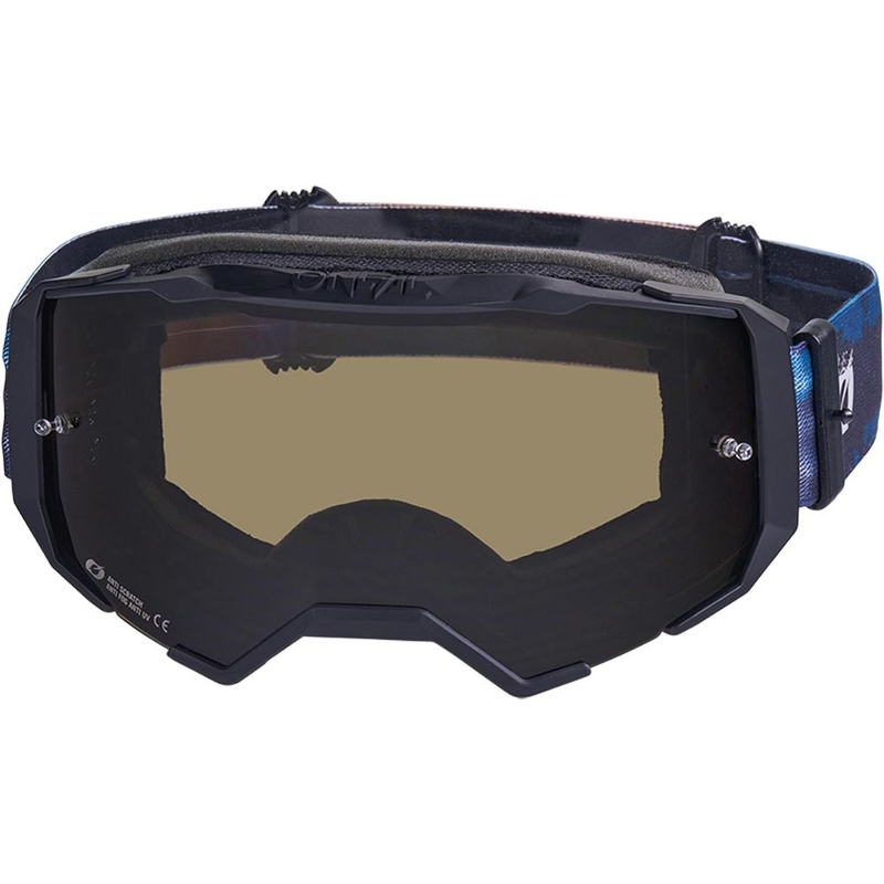 Motocross-Brille O'Neal B-22, blau-orange lackiert mit grauem Plexiglas