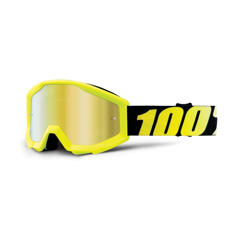 Kinder-Motocrossbrille 100% Strata fluo gelb (gold chrom plexi)