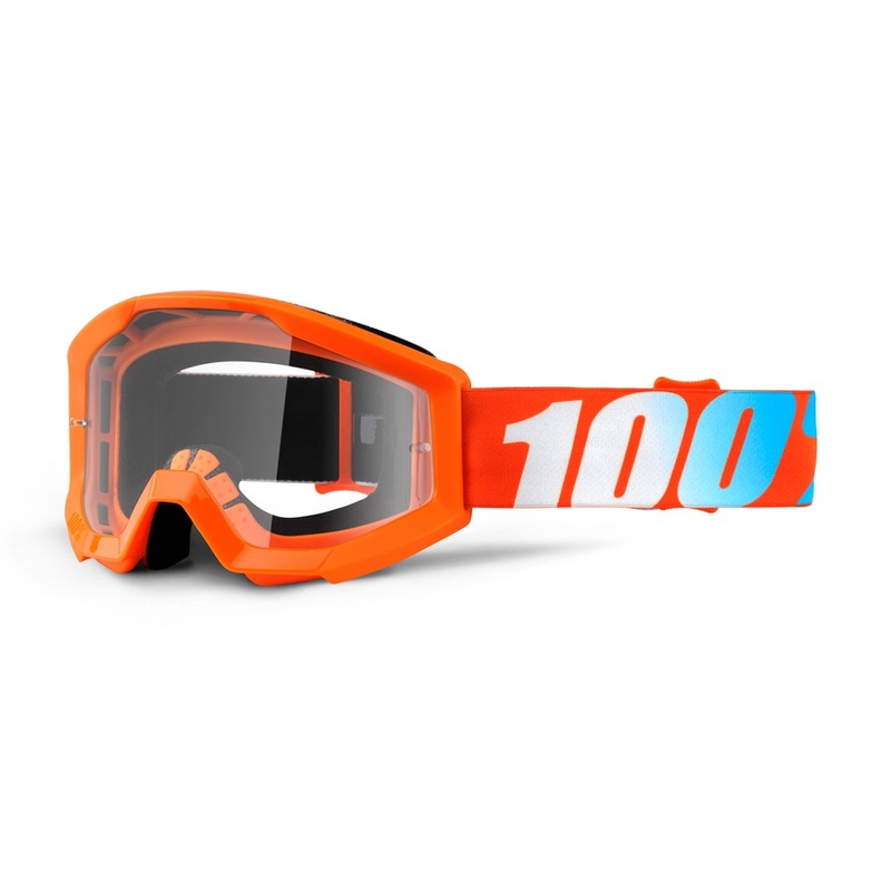 Kinder-Motocrossbrille 100% Strata orange (klares Plexiglas)