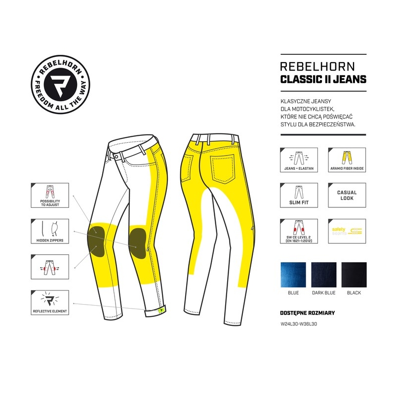 Rebelhorn Classic II Blaue Motorradjeans für Frauen Ausverkauf