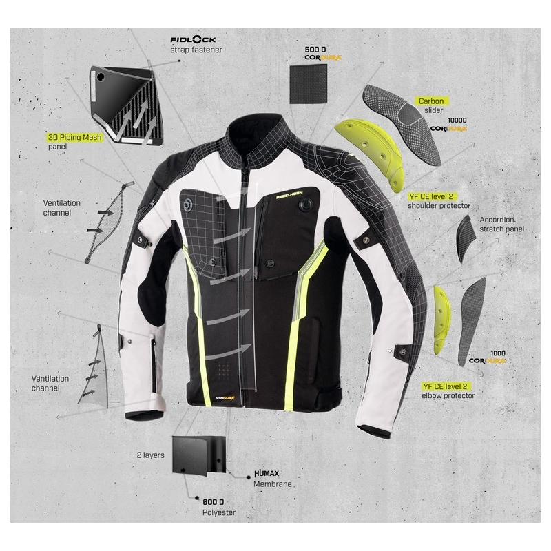 Rebelhorn Borg schwarz-grau-fluorgelbe Motorradjacke