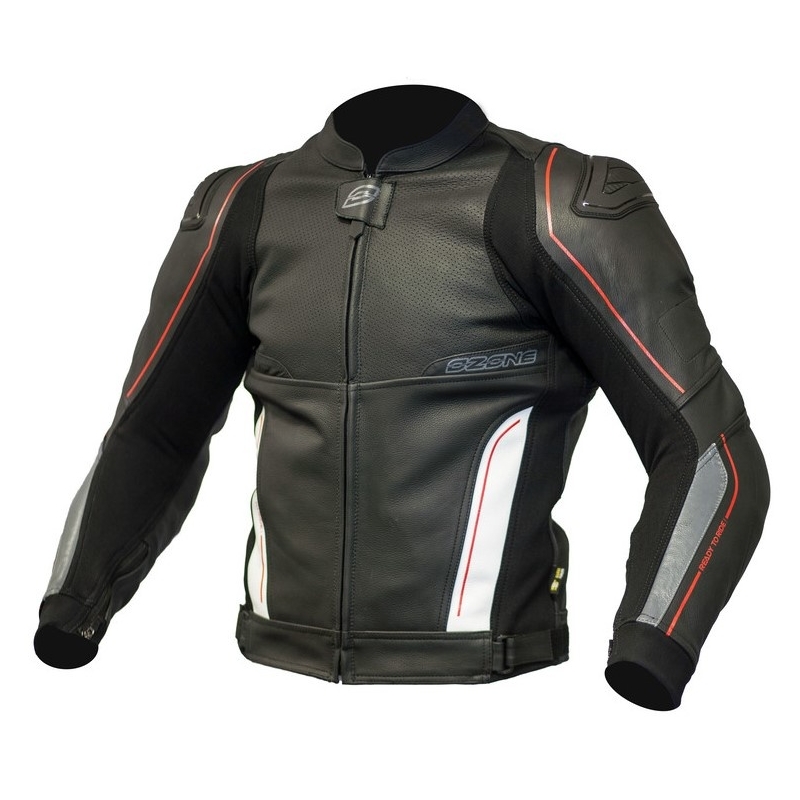 Ozone Volt Schwarz-Weiß-Motorradjacke Ausverkauf