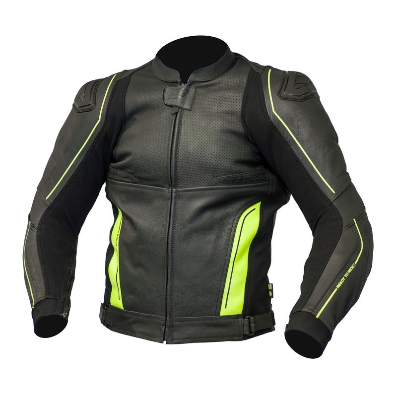 Motorradjacke Ozone Volt schwarz-fluorgelb