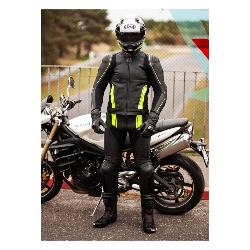 Motorradjacke Ozone Volt schwarz-fluorgelb