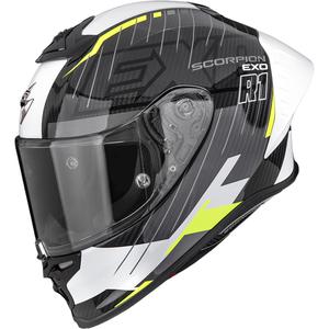 Scorpion EXO-R1 EVO II Air Surge Integralhelm für Motorräder, schwarz-weiß-fluoreszierend gelb