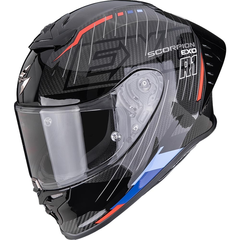 Scorpion EXO-R1 EVO II Air Surge Integralhelm für Motorräder, schwarz-blau-rot