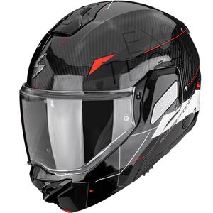 Scorpion EXO-TECH II Carbon Viator Klapphelm für Motorräder, schwarz-weiß-rot