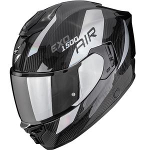 Scorpion EXO-1500 Carbon Air Platind Integralhelm für Motorräder, Schwarz-Silber