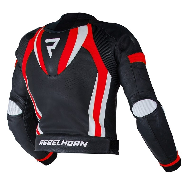 Rebelhorn Piston II PRO schwarz-weiß-fluorrote Motorradjacke Ausverkauf