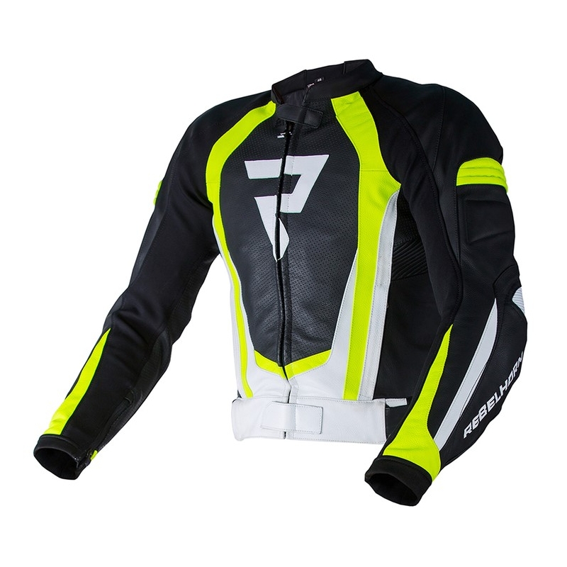 Motorradjacke Rebelhorn Piston II PRO schwarz-weiss-fluo gelb Ausverkauf