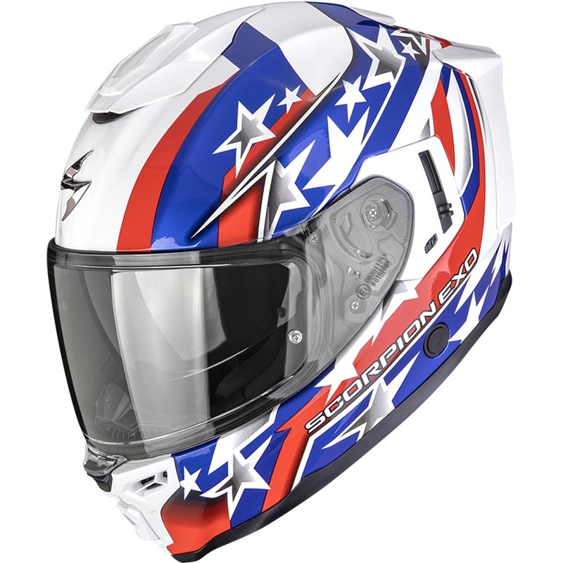 Scorpion EXO-1500 Air Etoile Integralhelm für Motorräder, weiß-blau-rot