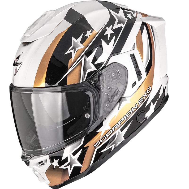 Scorpion EXO-1500 Air Etoile Integralhelm für Motorräder, weiß-schwarz-gold