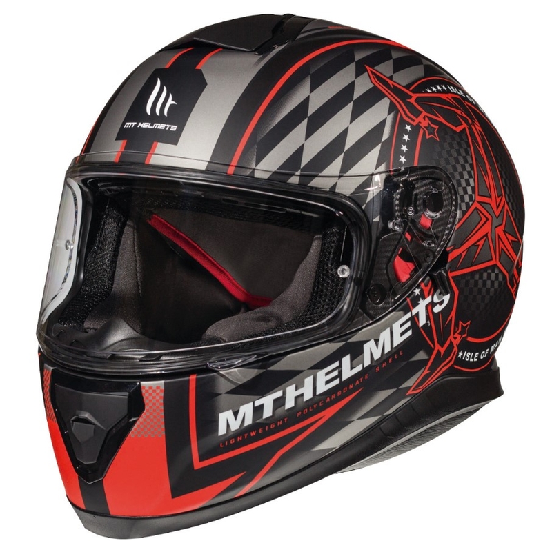MT Thunder 3 SV Isle Of Man schwarz-grau-rot Integral Motorradhelm Ausverkauf