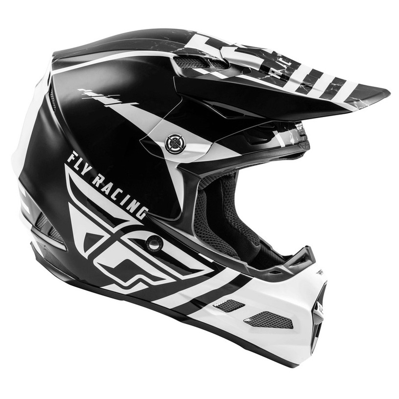 Motocross Helm FLY Racing F2 Carbon Granit weiß-schwarz-grau