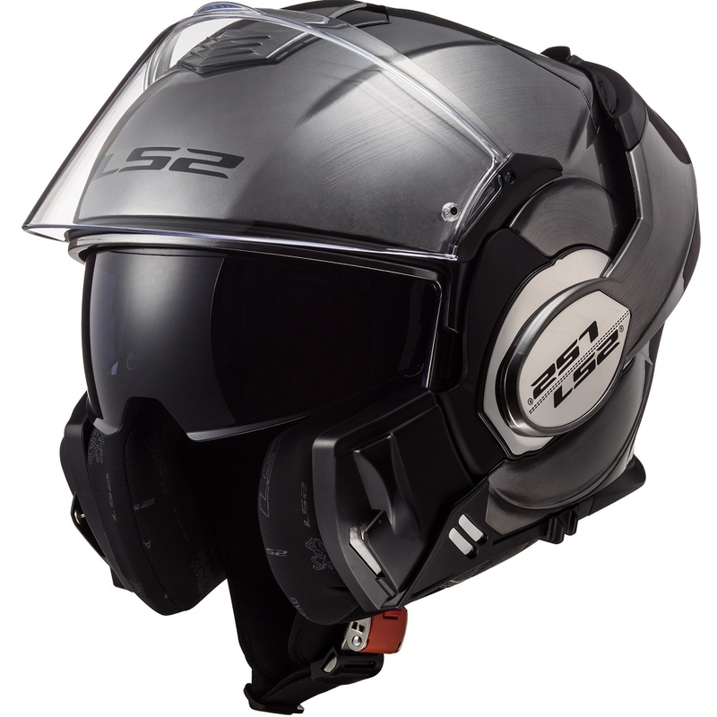 Motorrad-Klapphelm LS2 FF399 Valiant Jeans Titanium - Grad II