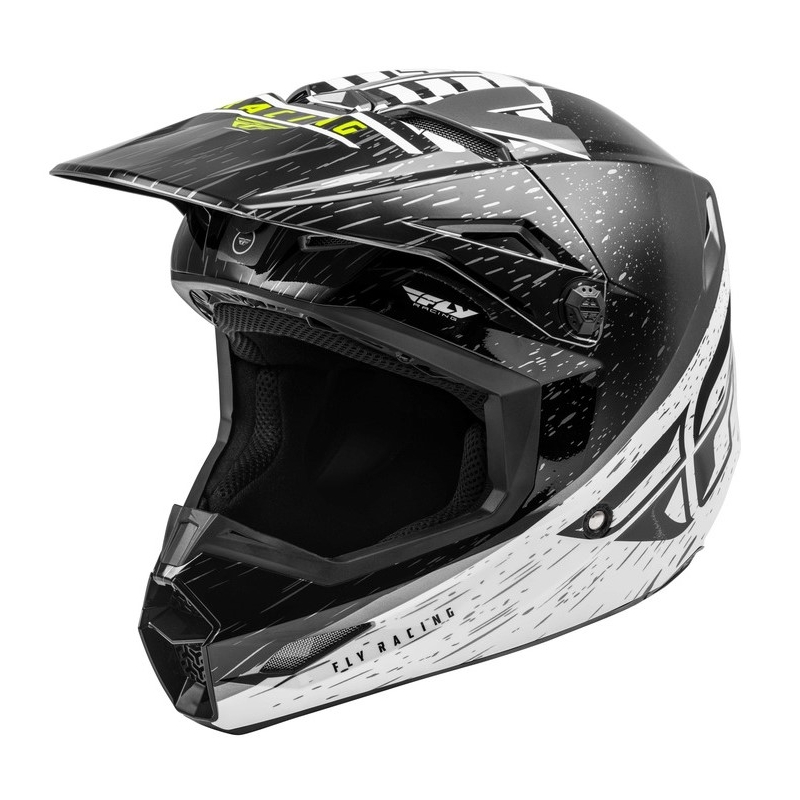 Motocross-Helm FLY Racing Kinetic K120 schwarz-weiß-fluo gelb